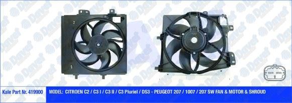 KALE 419900 Fan Motoru Peugeot C2 / C3 I / C3 Ii / C3 Pluriel / Ds3 - 207 / 1007 / 207 Sw (280w 330mm) (Fan-Motor-Davlumbaz)